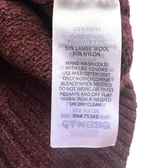 Savile Row Company Lambswool Half Zip Sweater Large Burgundy Cable Knit** - Picture 5 of 5